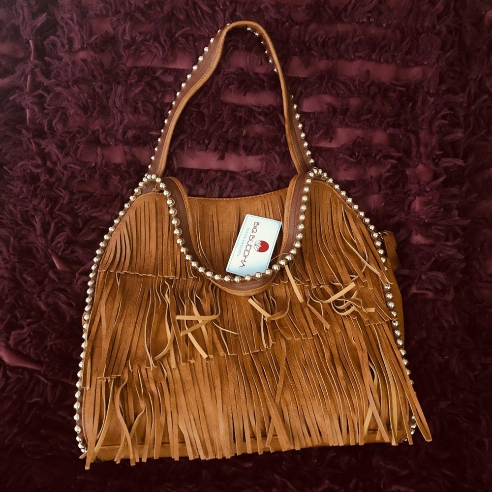 Big Buddha-Studded Suede Leather Grayson Bag💚